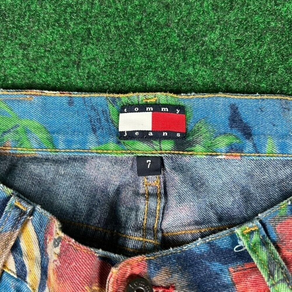 Tommy Hilfiger Womens 7 Tropical All over Print Jeans‎ Denim Floral Parrot - Picture 5 of 7